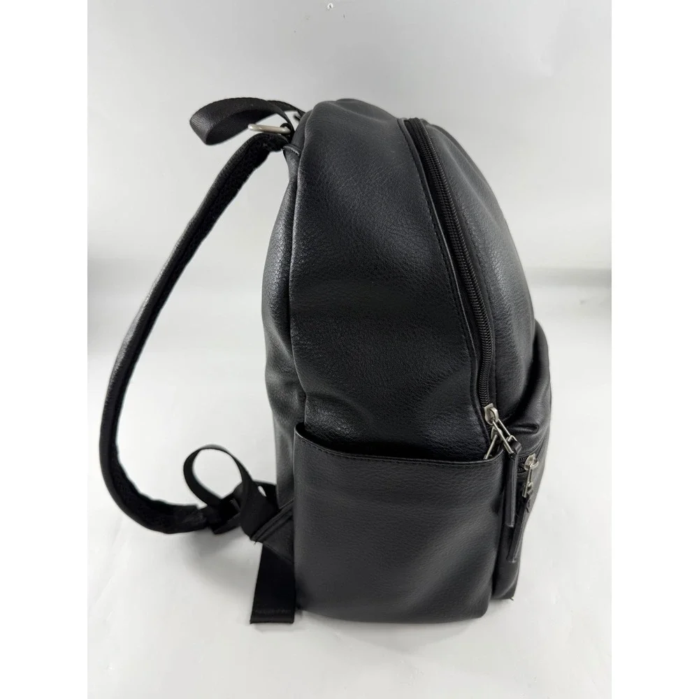 Freshly Picked Classic Diaper Bag Backpack Black Vegan Leather Padded Straps